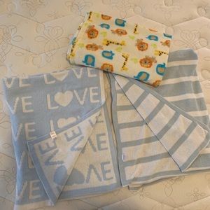 3 soft, gently used baby blankets.
